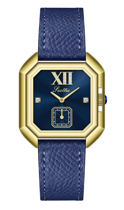 LOREO Luxury Dress Women's Leather Watch Square Dial Diamond Lady's Waterproof Elegant Analog Quartz Bracelet Watch