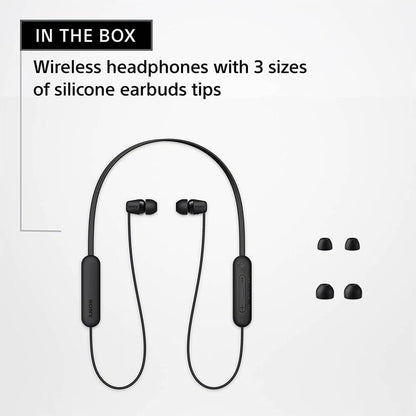 Sony WI-C100 Wireless in-Ear Bluetooth Headphones with Built-in Microphone, Black | Up to 25-Hr Battery, Sbc and Aac, Dsee, IPX4 Splash-Resistant, USB-C Charging, Built-in Mic, 20 G