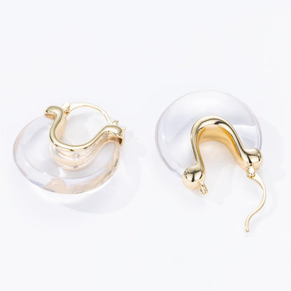 Chunky Gold Resin Hoop Earrings Leverback Statement Huggie Hoops Dangle Drop Dressy Earring Prom Festival Vacation Jewelry for Women