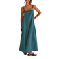 Shy Velvet Women's 2026 Summer Linen Maxi Dress Contrast Spaghetti Strap Dress Backless Casual Party Beach Dresses