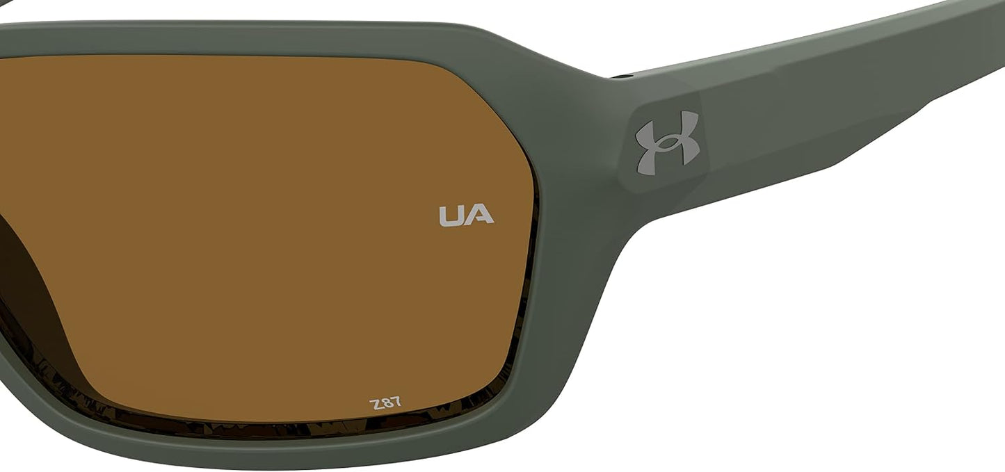 UA Recon Square Sunglasses, Baroque Green Frame w/ Polarized Brown HC Lenses (1374558)