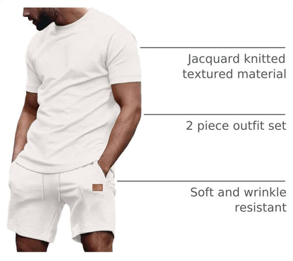 JMIERR Men's 2 Piece Outfit Anti-wrinkle T Shirts and Shorts Summer Beach Vacation Lounge Workout Pajamas Short Sleeve Sets