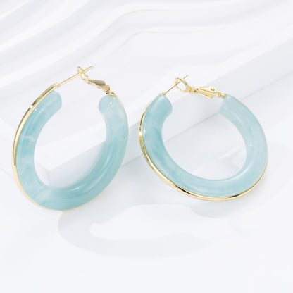 Chunky Gold Resin Hoop Earrings Leverback Statement Huggie Hoops Dangle Drop Dressy Earring Prom Festival Vacation Jewelry for Women