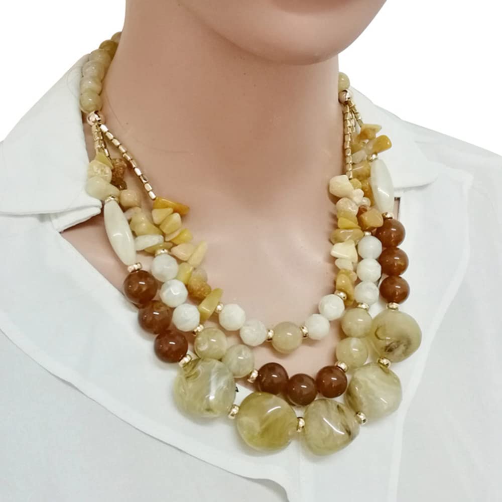 Bohemian style Multi -color Exaggerated bead Three floors necklace for Women's and girls gifts