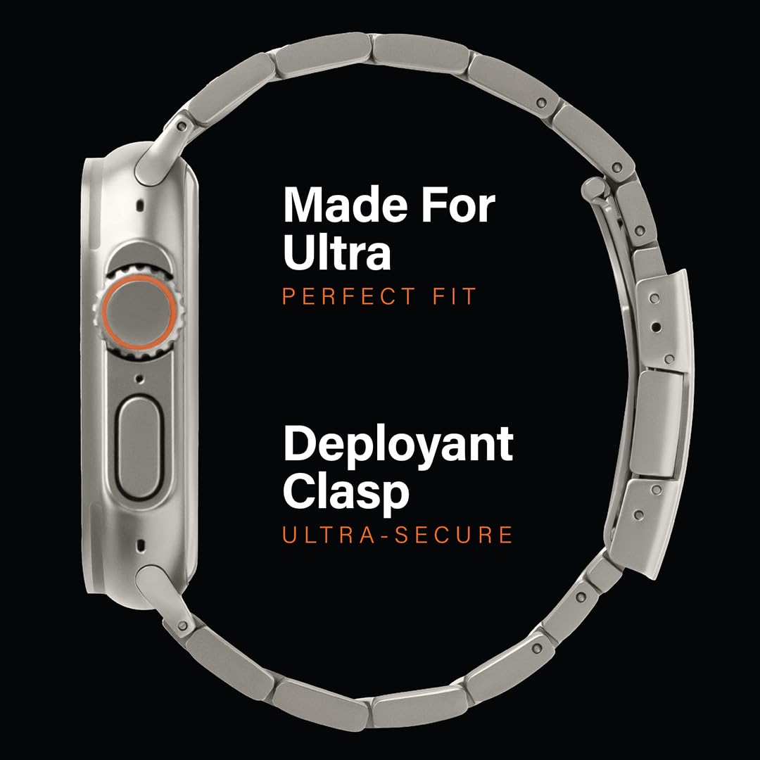 KORDIZ Titanium Watch Band T01 Max - Fits Apple Watch ULTRA 3 & ULTRA 2/1 (49mm) - Adjustable Titanium Apple Watch Band with Secure Clasp - Premium Color Matching Band (T01 Max | ULTRA Silver)