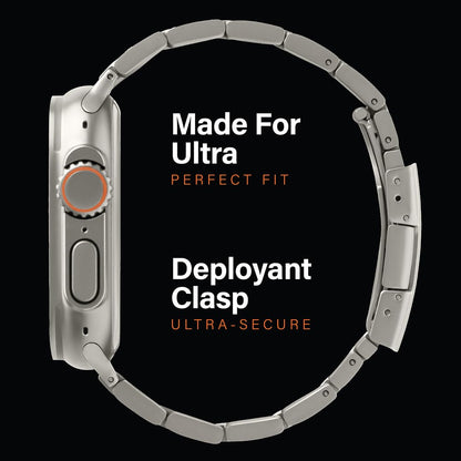 KORDIZ Titanium Watch Band T01 Max - Fits Apple Watch ULTRA 3 & ULTRA 2/1 (49mm) - Adjustable Titanium Apple Watch Band with Secure Clasp - Premium Color Matching Band (T01 Max | ULTRA Silver)