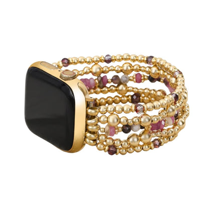 Cape Diablo Handmade Gemstone Watch Band for Women Compatible with Apple Watch 38mm 40mm 41mm 42mm 44mm 45mm, Boho Stretchable Strap Fits for iWatch Series 11/10/9/8/7/6/5/4/3/2/1 SE 3/2/1