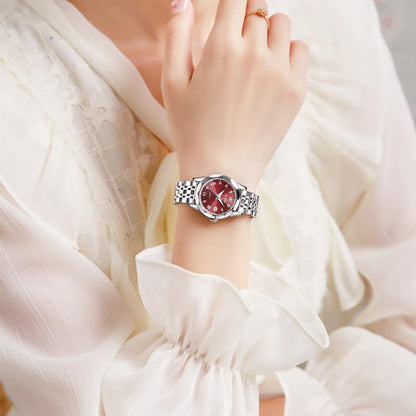 OLEVS Watches Women with Date Silver Stainless Steel Luxury Ladies Watches with Small Writs Diamond Watches for Women Waterproof Elegant Dress Quartz Analog Women's Wrist Watches Reloj de Mujer