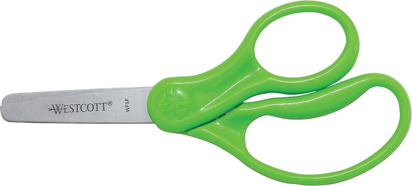 Westcott 16454 Right- and Left-Handed Scissors, Kids' Scissors, Back to School, Classroom Supplies, Ages 4-8, 5-Inch Blunt Tip, Assorted, 6 Pack