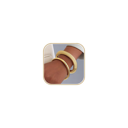 2pcs Gold Bangle Bracelets for Women, Trendy Hinged Cuff Open Wide Chunky Gold Bracelet Stack Arm Cuff Jewelry for Women