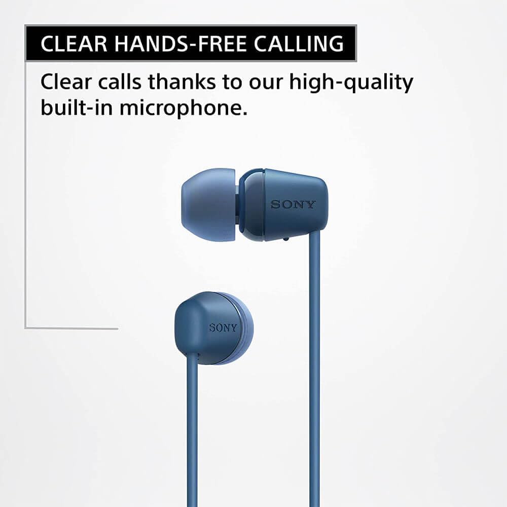 Sony WI-C100 Wireless in-Ear Bluetooth Headphones with Built-in Microphone, Black | Up to 25-Hr Battery, Sbc and Aac, Dsee, IPX4 Splash-Resistant, USB-C Charging, Built-in Mic, 20 G