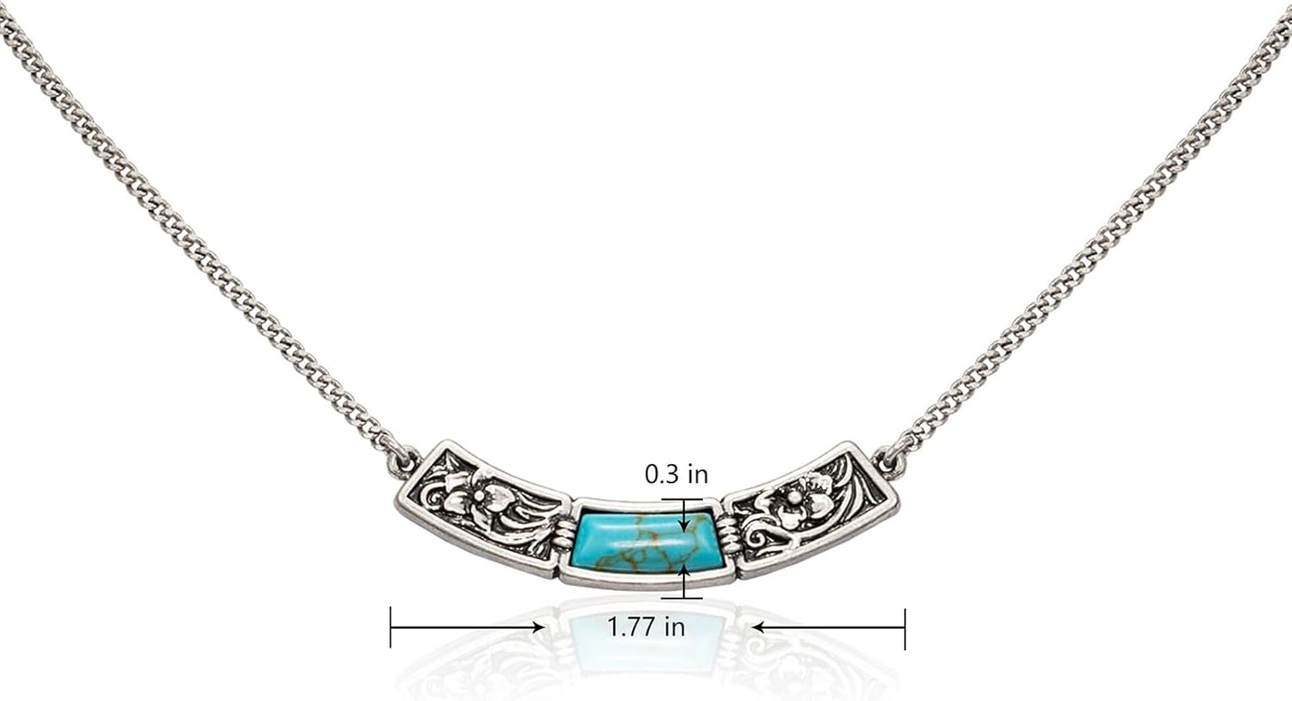Wrangler Couture Turquoise Jewelry for Women, Western Jewelry Necklace | 14K Gold & Silver Plating, Silver Jewelry Necklace, Country Jewelry with Gift Box