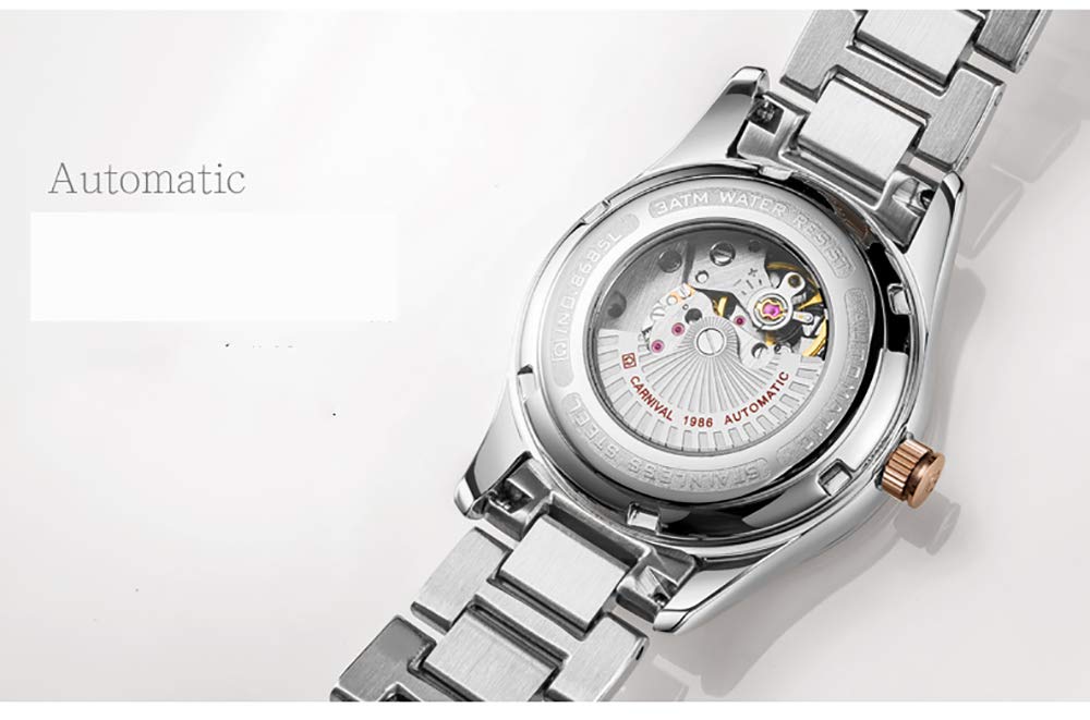 LOREO Women's Automatic Watch Diamond-Accented Dress Watch for Women Self-Winding Mechanical Watch with Sapphire Crystal Stainless Steel Two-Tone Bracelet 33MM Elegant Wrist Watch