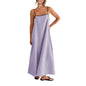 Shy Velvet Women's 2026 Summer Linen Maxi Dress Contrast Spaghetti Strap Dress Backless Casual Party Beach Dresses