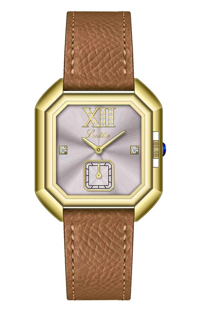 LOREO Luxury Dress Women's Leather Watch Square Dial Diamond Lady's Waterproof Elegant Analog Quartz Bracelet Watch