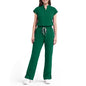 Scrubs for Women Set, Sleeveless 9-Pocket Straight Leg Yoga Waist | Stand-up collar top, straight leg pants side slits. Soft stretch knit. Yoga waist. Wrinkle-free. For nurses/docs/vets.