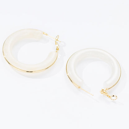 Chunky Gold Resin Hoop Earrings Leverback Statement Huggie Hoops Dangle Drop Dressy Earring Prom Festival Vacation Jewelry for Women