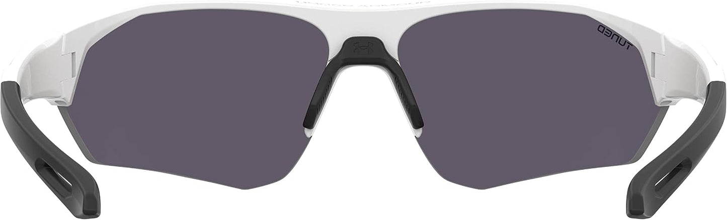 Under Armour Men's Playmaker Wrap Sunglasses, Matte White/Black, 72mm, 10mm