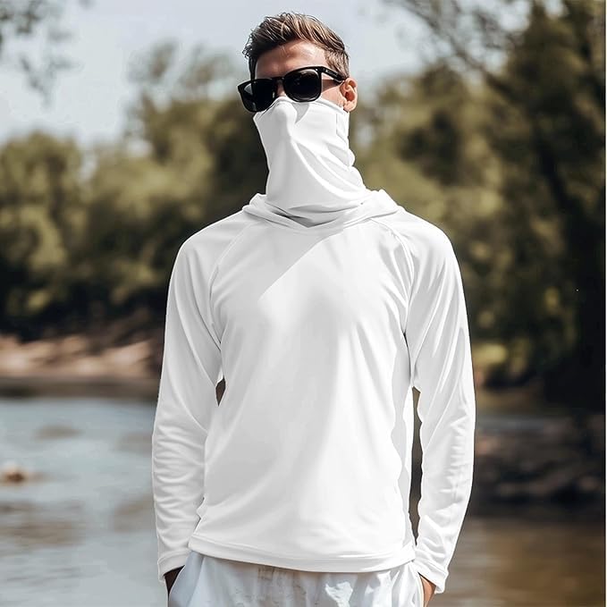 ADHOWBEW Fishing Shirt with Hood Cooling Hoodies Hooded Shirt Uv Casual Summer UPF 50+ Uv Rash Guard 2025