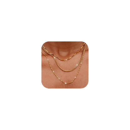 3PCS Gold Necklaces for Women,Chunky Statement Gold Plated Necklace Stack Layered Sterling Silver Herringbone Chains for Women Dainty Trendy Silver Chains Stacked Jewelry Gifts
