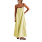 Shy Velvet Women's 2026 Summer Linen Maxi Dress Contrast Spaghetti Strap Dress Backless Casual Party Beach Dresses