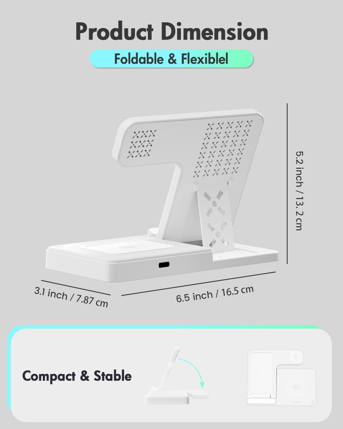 GETPALS Wireless Charger iPhone Charging Station for Apple Multiple Devices | 3 in 1 Charger Stand for iPhone 17 Pro Max 17e 16 16e 15 14 13 12 & Watch Series 11-2 SE Ultra & Airpods 4 3 Pro, Black