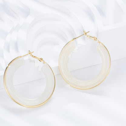Chunky Gold Resin Hoop Earrings Leverback Statement Huggie Hoops Dangle Drop Dressy Earring Prom Festival Vacation Jewelry for Women