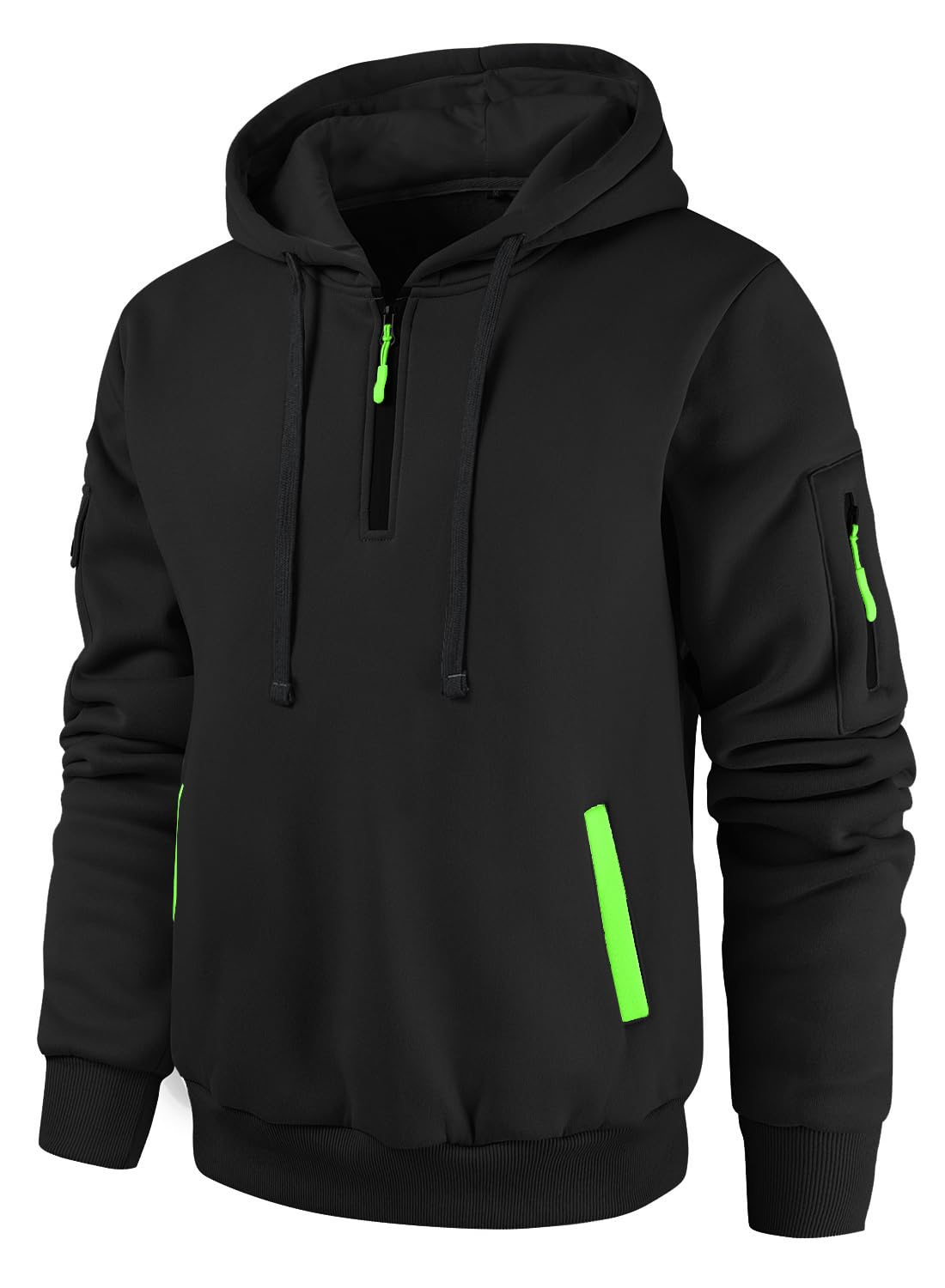 Leidowei Men's Hoodies Casual Pullover Hooded Sweatshirt Long Sleeve Quarter Zip Hoody Tops With Kangaroo Pocket
