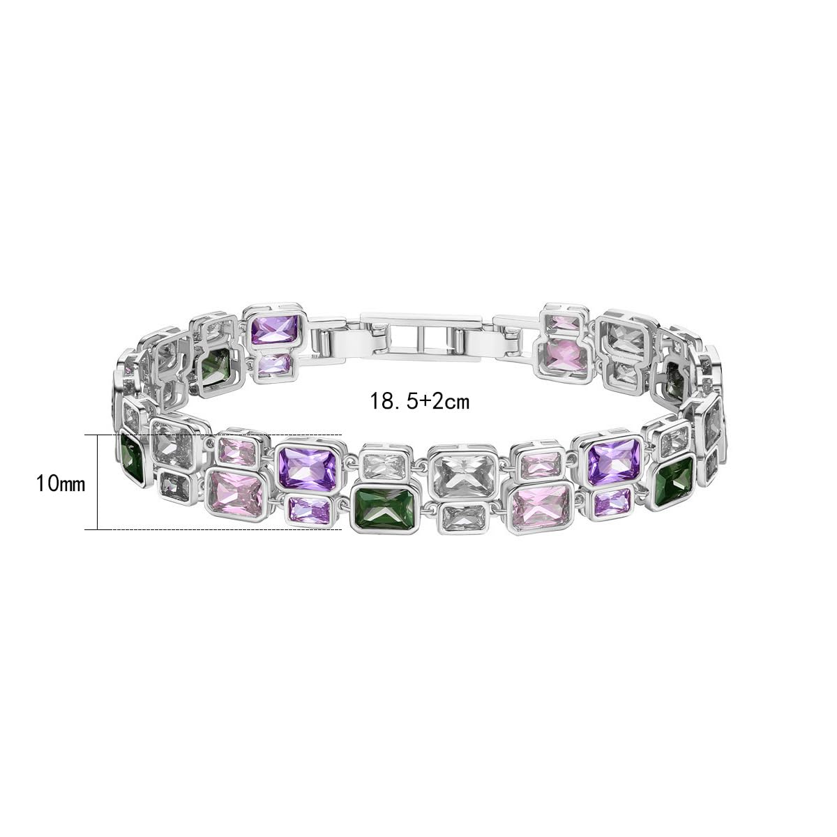 14K Gold Multi-Color Double Layer Moissanite Bracelet, Women's Luxurious Style, Unique Fashion Accessory