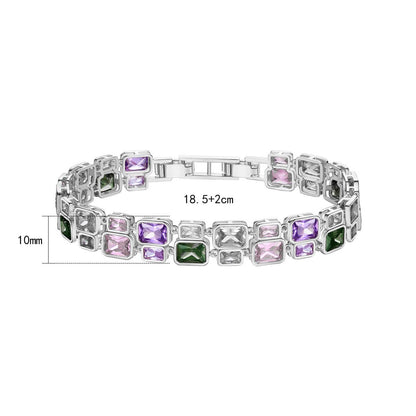 14K Gold Multi-Color Double Layer Moissanite Bracelet, Women's Luxurious Style, Unique Fashion Accessory