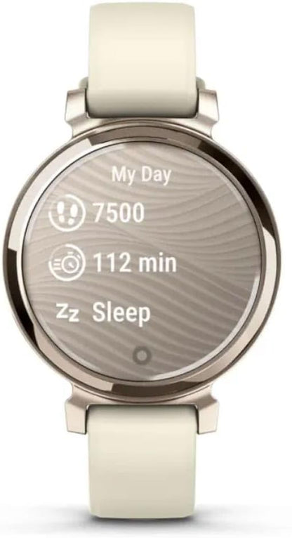 Garmin Lily 2, Small and Stylish Smartwatch, Hidden Display, Patterned Lens, Up to 5 Days Battery Life, Coconut (Renewed)