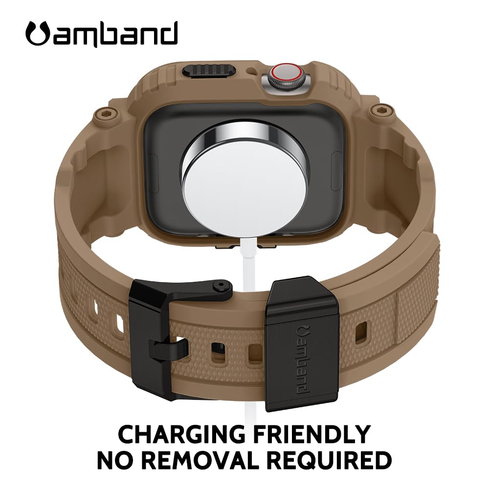amBand Bands Compatible with Apple Watch 9/8/7 45mm, M1 Sport Series Rugged Case Protective Cover for iWatch 6/SE (3/2/1)/5/4/3 44mm Men Green