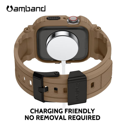 amBand Bands Compatible with Apple Watch 9/8/7 45mm, M1 Sport Series Rugged Case Protective Cover for iWatch 6/SE (3/2/1)/5/4/3 44mm Men Green