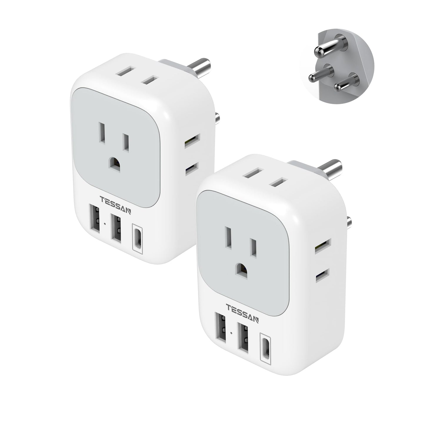 TESSAN 2 Pack European Travel Plug Adapter, Europe Power Converter