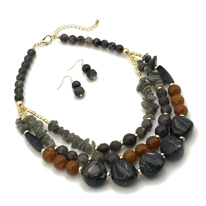 Bohemian style Multi -color Exaggerated bead Three floors necklace for Women's and girls gifts