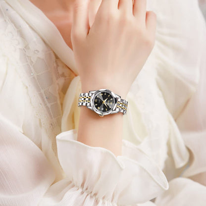 OLEVS Watches Women with Date Silver Stainless Steel Luxury Ladies Watches with Small Writs Diamond Watches for Women Waterproof Elegant Dress Quartz Analog Women's Wrist Watches Reloj de Mujer