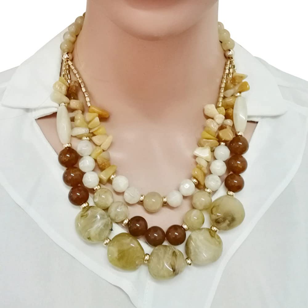 Bohemian style Multi -color Exaggerated bead Three floors necklace for Women's and girls gifts
