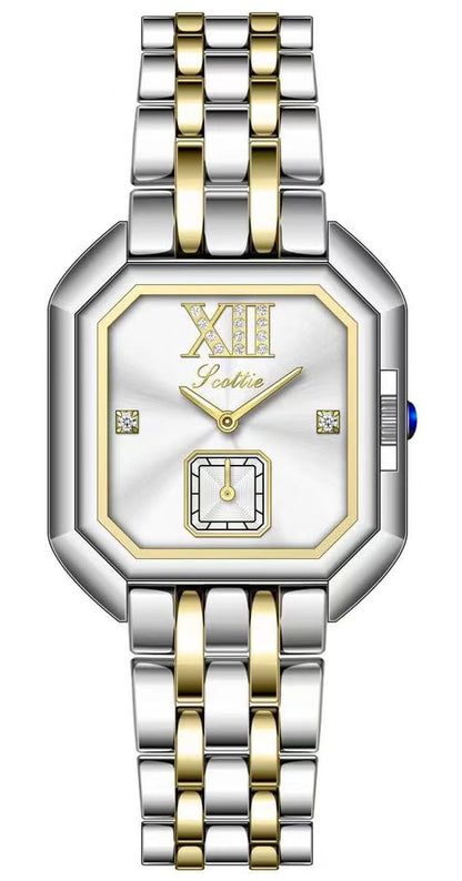 LOREO Luxury Dress Women's Leather Watch Square Dial Diamond Lady's Waterproof Elegant Analog Quartz Bracelet Watch