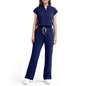 Scrubs for Women Set, Sleeveless 9-Pocket Straight Leg Yoga Waist | Stand-up collar top, straight leg pants side slits. Soft stretch knit. Yoga waist. Wrinkle-free. For nurses/docs/vets.