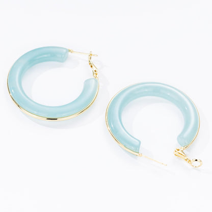 Chunky Gold Resin Hoop Earrings Leverback Statement Huggie Hoops Dangle Drop Dressy Earring Prom Festival Vacation Jewelry for Women