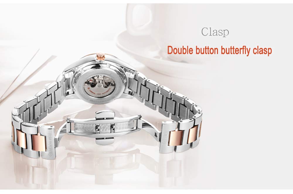 LOREO Women's Automatic Watch Diamond-Accented Dress Watch for Women Self-Winding Mechanical Watch with Sapphire Crystal Stainless Steel Two-Tone Bracelet 33MM Elegant Wrist Watch