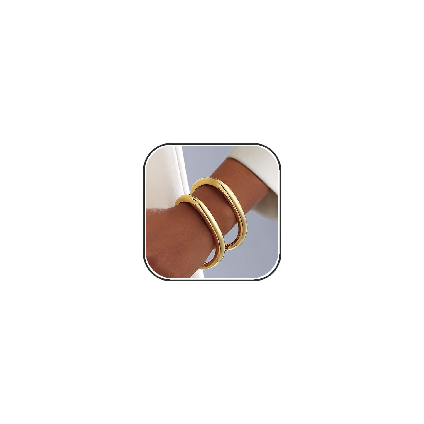 2pcs Gold Bangle Bracelets for Women, Trendy Hinged Cuff Open Wide Chunky Gold Bracelet Stack Arm Cuff Jewelry for Women