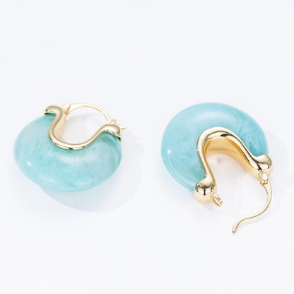 Chunky Gold Resin Hoop Earrings Leverback Statement Huggie Hoops Dangle Drop Dressy Earring Prom Festival Vacation Jewelry for Women