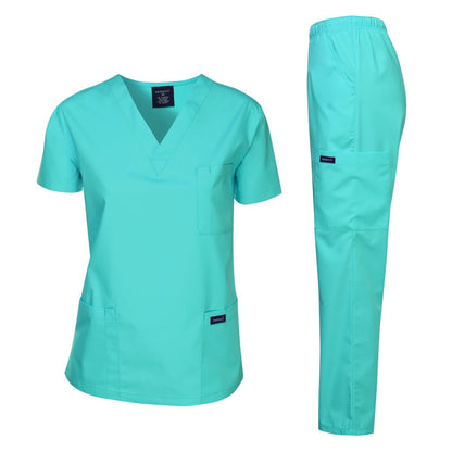 Dagacci Medical Uniform® Men's V-Neck Cargo Scrubs | Cotton Blend, Matching Top and Cargo Pants Set, 8 Pockets, Elastic Drawcord Waistband, for Men in Healthcare
