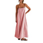 Shy Velvet Women's 2026 Summer Linen Maxi Dress Contrast Spaghetti Strap Dress Backless Casual Party Beach Dresses