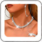 Unicra Black Jewelry Sets Rhinestone Necklace Hoop Earrings Bracelet Set Prom Formal Sparkly Costume Jewelry Sets for Women