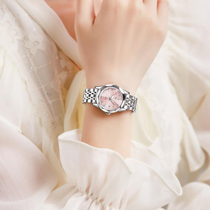 OLEVS Watches Women with Date Silver Stainless Steel Luxury Ladies Watches with Small Writs Diamond Watches for Women Waterproof Elegant Dress Quartz Analog Women's Wrist Watches Reloj de Mujer
