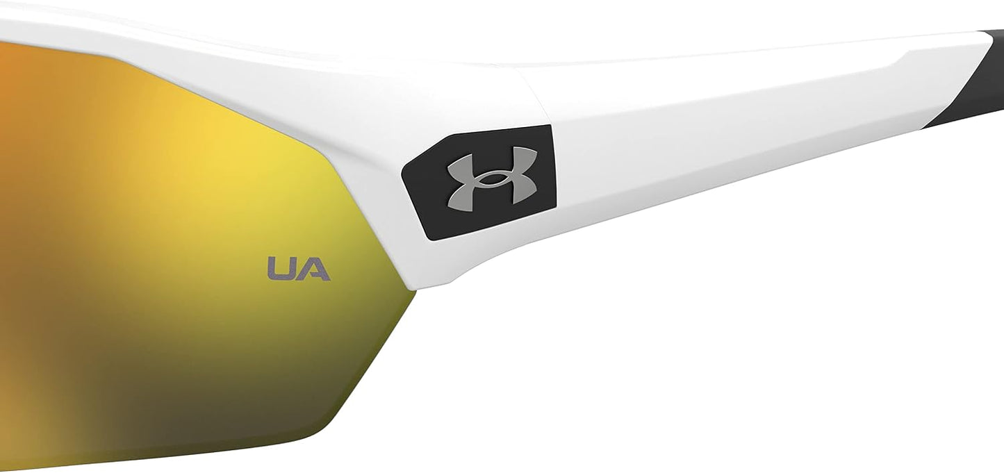 Under Armour Men's Playmaker Wrap Sunglasses, Matte White/Black, 72mm, 10mm
