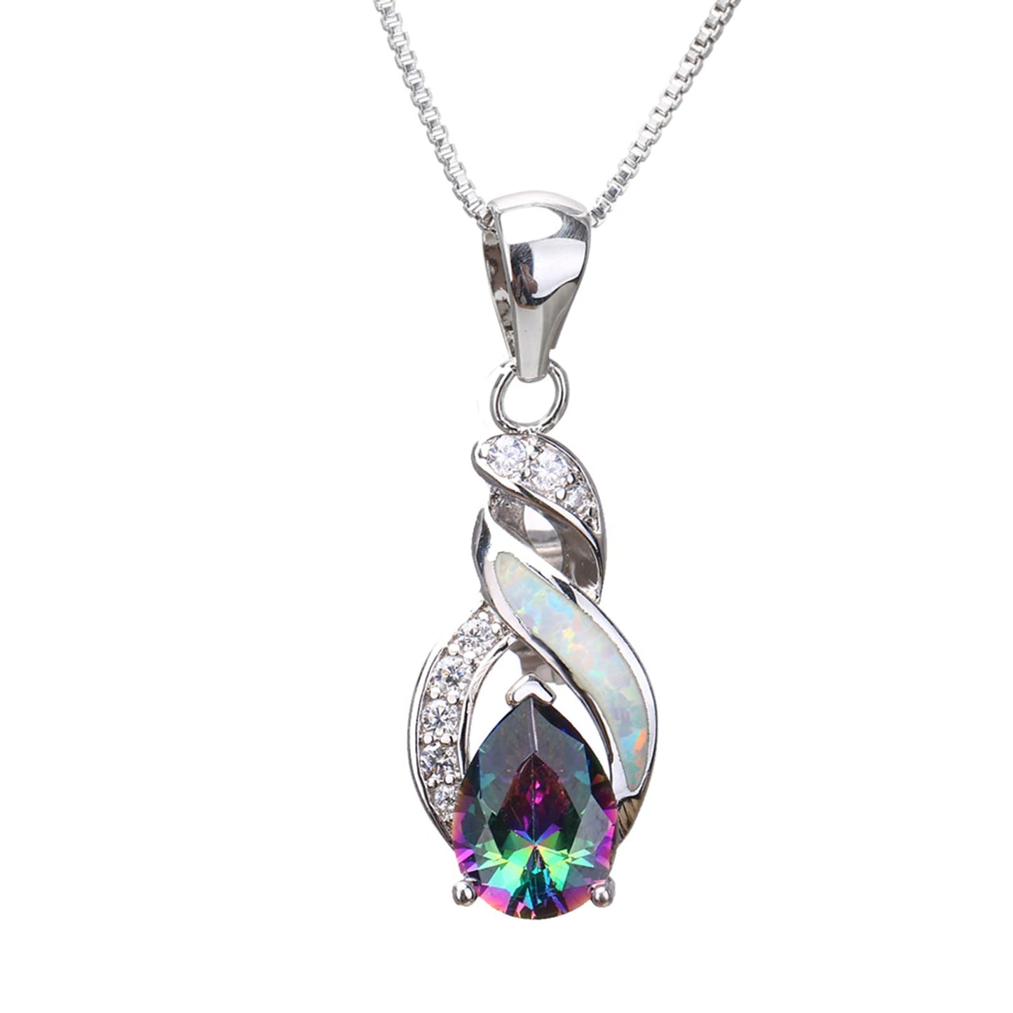 Jewelry Sets Australian Created Opal Necklace Earrings Jewelry for Mom