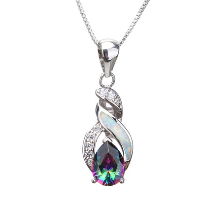 Jewelry Sets Australian Created Opal Necklace Earrings Jewelry for Mom